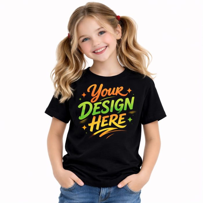Girls T-Shirt Round Neck - Black